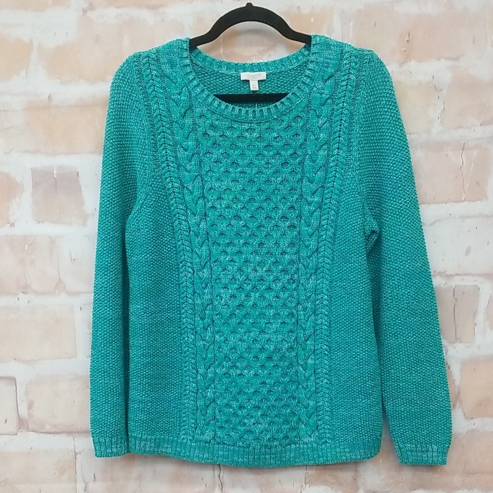 Talbots Teal Cable Knit Sweater